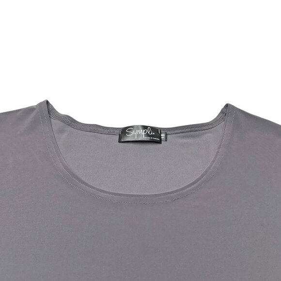 Sympli Graphite Go to Classic 3/4 Sleeve Vented Relaxed Tunic Top - Picture 2 of 10